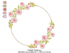 Charger l&#39;image dans la galerie, Monogram Frame embroidery designs - Flower embroidery design machine embroidery pattern - Rose wreath embroidery file - instant download
