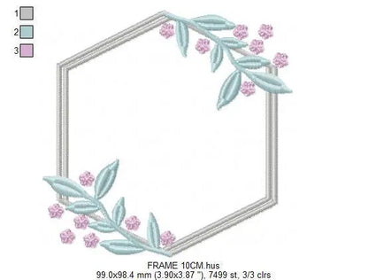 Monogram Frame embroidery designs - Flower embroidery design machine embroidery pattern - Floral frame embroidery file - instant download Marcia Embroidery