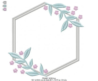 Monogram Frame embroidery designs - Flower embroidery design machine embroidery pattern - Floral frame embroidery file - instant download Marcia Embroidery