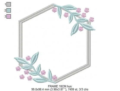 Monogram Frame embroidery designs - Flower embroidery design machine embroidery pattern - Floral frame embroidery file - instant download Marcia Embroidery