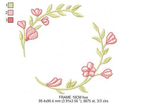 Monogram Frame embroidery designs - Flower embroidery design machine embroidery pattern - Flower wreath embroidery file - digital download