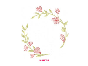 Monogram Frame embroidery designs - Flower embroidery design machine embroidery pattern - Flower wreath embroidery file - digital download