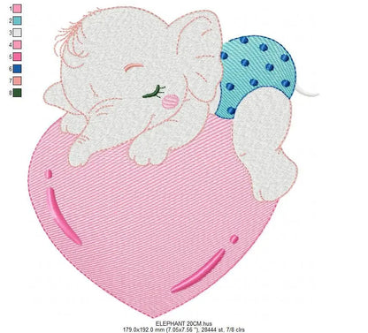 Elephant embroidery designs - Animal embroidery design machine embroidery pattern - Baby girl embroidery file - elephant with heart pes jef Marcia Embroidery