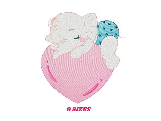 Elephant embroidery designs - Animal embroidery design machine embroidery pattern - Baby girl embroidery file - elephant with heart pes jef Marcia Embroidery