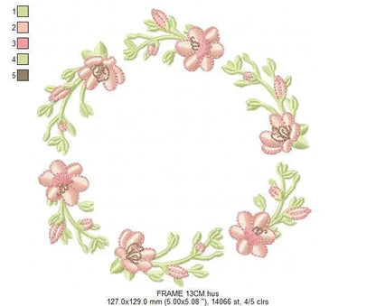 Monogram Frame embroidery designs - Flower embroidery design machine embroidery pattern - Rose wreath embroidery file - instant download Marcia Embroidery