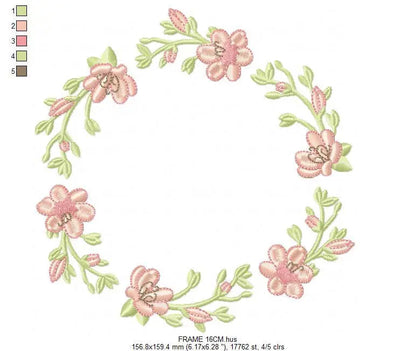 Monogram Frame embroidery designs - Flower embroidery design machine embroidery pattern - Rose wreath embroidery file - instant download Marcia Embroidery