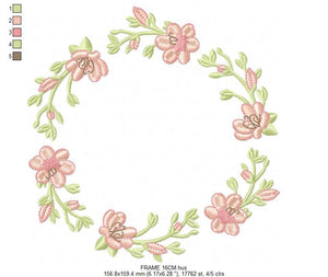 Monogram Frame embroidery designs - Flower embroidery design machine embroidery pattern - Rose wreath embroidery file - instant download