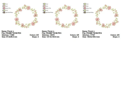 Monogram Frame embroidery designs - Flower embroidery design machine embroidery pattern - Rose wreath embroidery file - instant download Marcia Embroidery