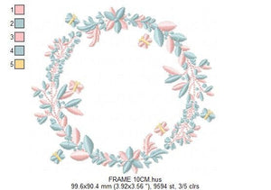 Monogram Frame embroidery designs - Flower embroidery design machine embroidery pattern - Rose wreath embroidery file - instant download