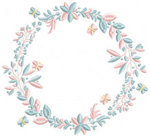 Charger l&#39;image dans la galerie, Monogram Frame embroidery designs - Flower embroidery design machine embroidery pattern - Rose wreath embroidery file - instant download
