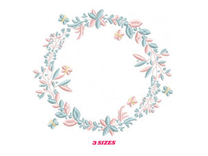 Monogram Frame embroidery designs - Flower embroidery design machine embroidery pattern - Rose wreath embroidery file - instant download