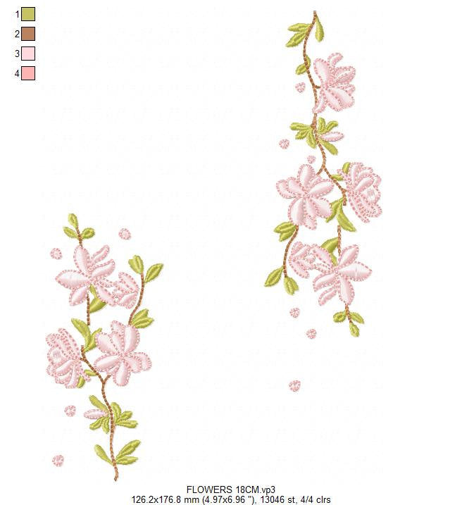 Cherry Blossom embroidery designs - Flowers for Kitchen tea Towel machine embroidery pattern - Floral wreath - Instant download pes jef dst
