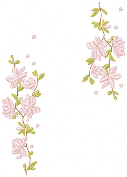 Cherry Blossom embroidery designs - Flowers for Kitchen tea Towel machine embroidery pattern - Floral wreath - Instant download pes jef dst