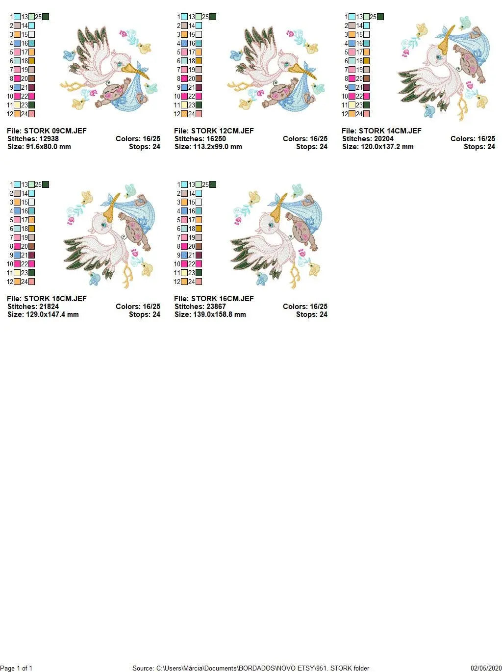 Stork embroidery design - Stork with baby embroidery design machine embroidery pattern - newborn embroidery file - Baby shower gift design Marcia Embroidery