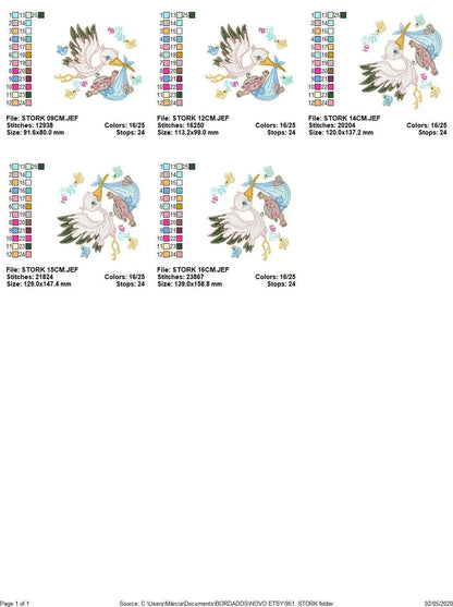 Stork embroidery design - Stork with baby embroidery design machine embroidery pattern - newborn embroidery file - Baby shower gift design Marcia Embroidery