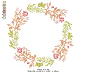 Monogram Frame embroidery designs - Flower embroidery design machine embroidery pattern - Rose wreath embroidery file - instant download