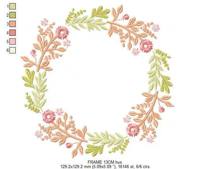 Monogram Frame embroidery designs - Flower Wreath embroidery design machine embroidery pattern - Rose Garland file - Instant download pes Marcia Embroidery