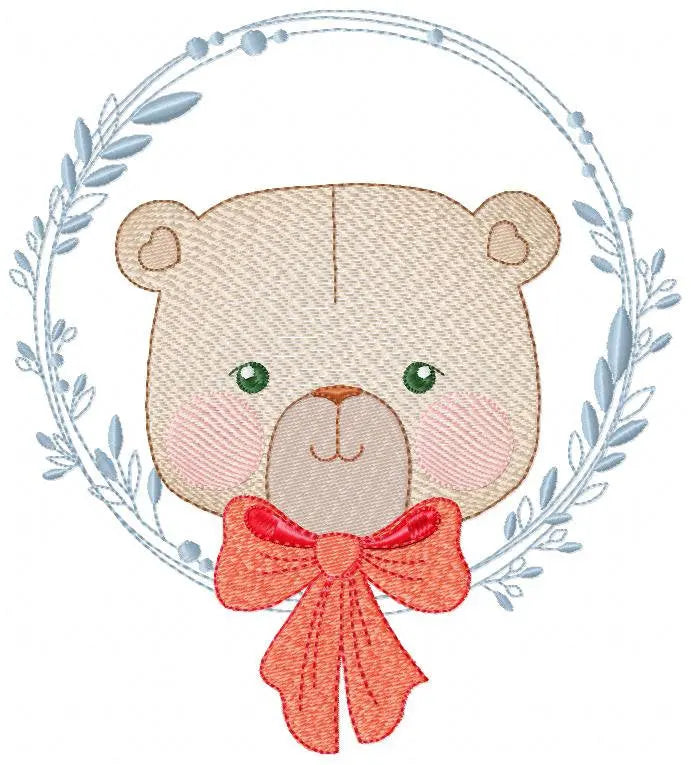 Bear embroidery designs - Laurel embroidery design machine embroidery pattern - laurel wreath embroidery file - bear baby boy embroidery Marcia Embroidery