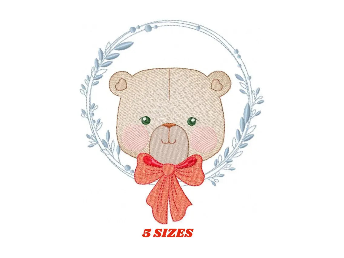 Bear embroidery designs - Laurel embroidery design machine embroidery pattern - laurel wreath embroidery file - bear baby boy embroidery Marcia Embroidery