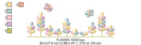 Flower garden embroidery designs - Flowers with Butterfly embroidery design machine embroidery pattern - Kitchen towel embroidery - download