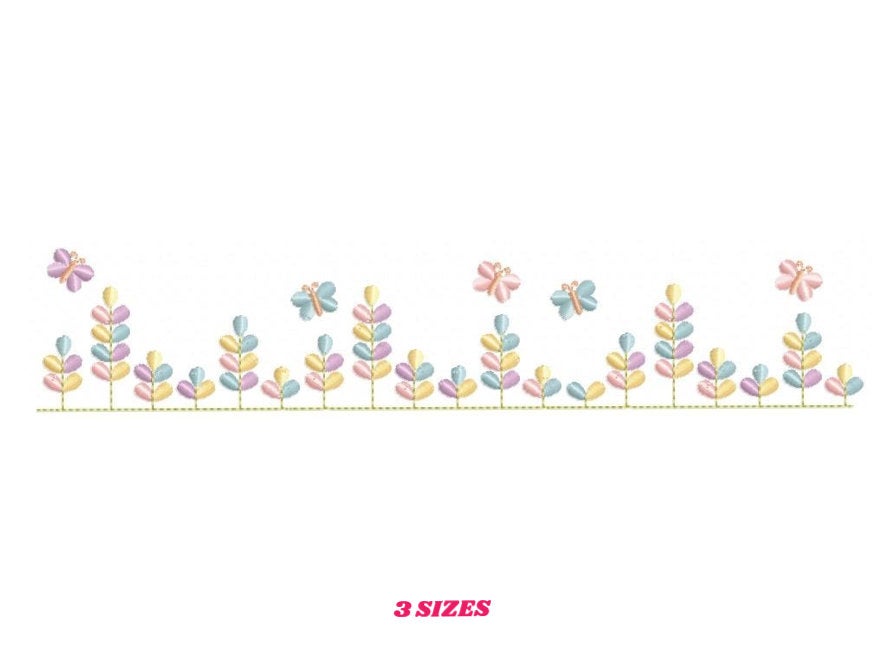 Flower garden embroidery designs - Flowers with Butterfly embroidery design machine embroidery pattern - Kitchen towel embroidery - download
