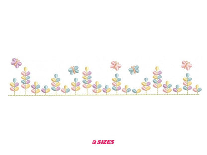 Flower garden embroidery designs - Flowers with Butterfly embroidery design machine embroidery pattern - Kitchen towel embroidery - download