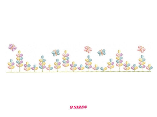 Flower garden embroidery designs - Flowers with Butterfly embroidery design machine embroidery pattern - Kitchen towel embroidery - download