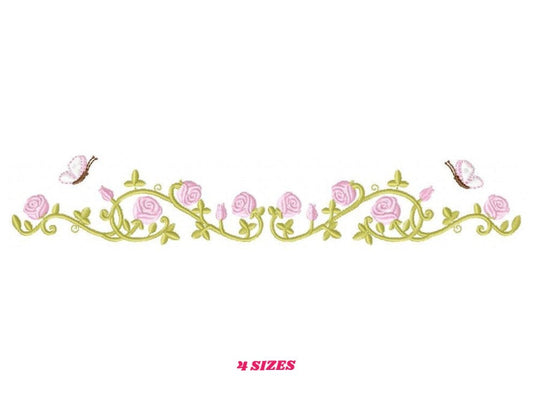 Flower garden embroidery designs - Roses embroidery design machine embroidery pattern - Tea towel embroidery file - kitchen cloth apron