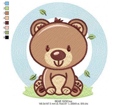 Bear embroidery designs - Baby boy embroidery design machine embroidery pattern - Teddy bear embroidery file - instant download pes jef