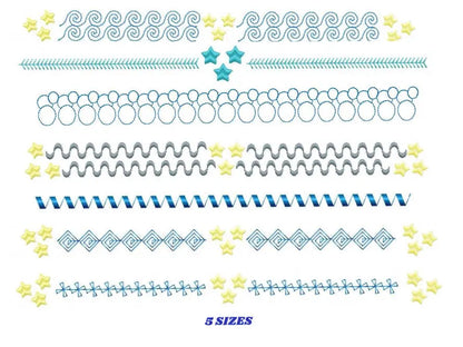Border embroidery designs - Divider embroidery design machine embroidery pattern - Line embroidery file - tea towel embroidery flourish star Marcia Embroidery