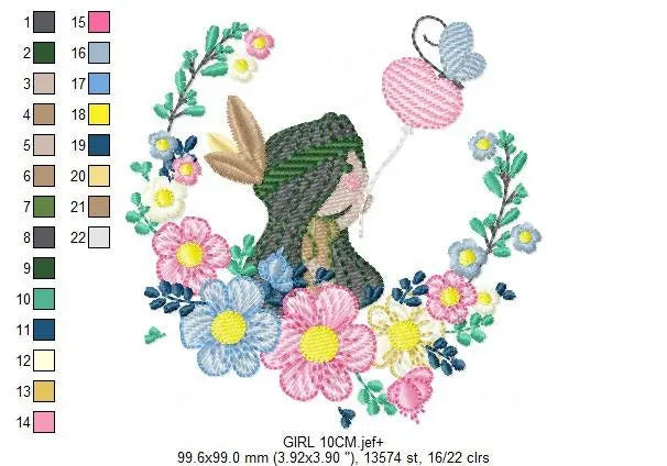 Indian Girl embroidery designs - Native-american with flower frame embroidery design machine embroidery pattern - baby girl embroidery file Marcia Embroidery