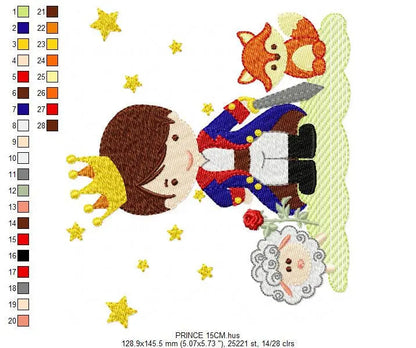 Prince embroidery designs - King machine embroidery pattern - Baby boy with animals and crown file - Fairytale Magical - Instant download Marcia Embroidery