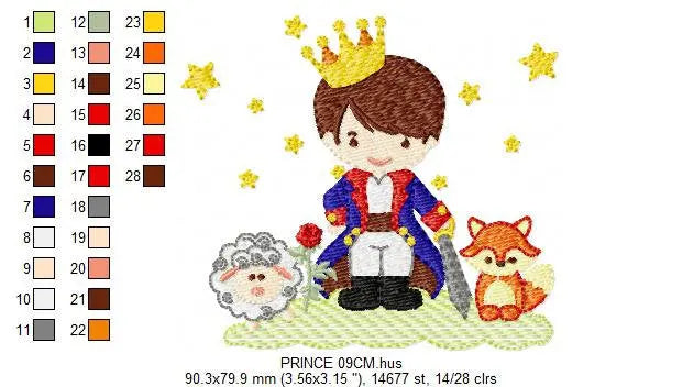 Prince embroidery designs - King machine embroidery pattern - Baby boy with animals and crown file - Fairytale Magical - Instant download Marcia Embroidery