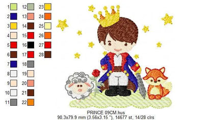 Prince embroidery designs - King machine embroidery pattern - Baby boy with animals and crown file - Fairytale Magical - Instant download Marcia Embroidery
