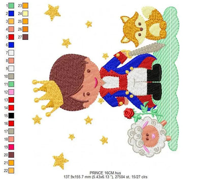 Prince embroidery designs - King machine embroidery pattern - Baby boy with animals and crown file - Fairytale Magical - Instant download Marcia Embroidery