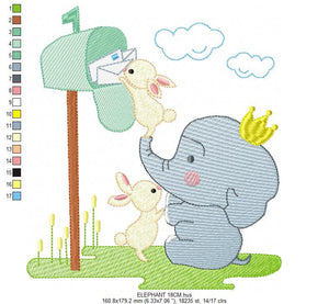 Elephant embroidery designs - Animal embroidery design machine embroidery pattern - Baby Boy embroidery file - Letter Posting Post office