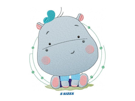Hippo embroidery designs - Safari embroidery design machine embroidery pattern - Animal embroidery file - baby boy embroidery pes download