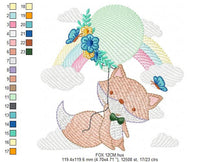 Cargar imagen en el visor de la galería, Fox embroidery designs - Balloon embroidery design machine embroidery pattern - Woodland Animal embroidery file - baby boy embroidery child
