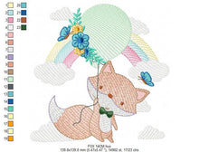 Cargar imagen en el visor de la galería, Fox embroidery designs - Balloon embroidery design machine embroidery pattern - Woodland Animal embroidery file - baby boy embroidery child
