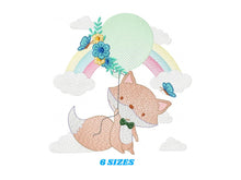 Cargar imagen en el visor de la galería, Fox embroidery designs - Balloon embroidery design machine embroidery pattern - Woodland Animal embroidery file - baby boy embroidery child
