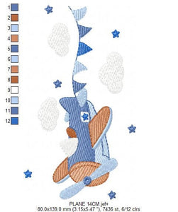 Plane embroidery designs - Airplane embroidery design machine embroidery pattern - Baby boy embroidery file - sky stars instant download