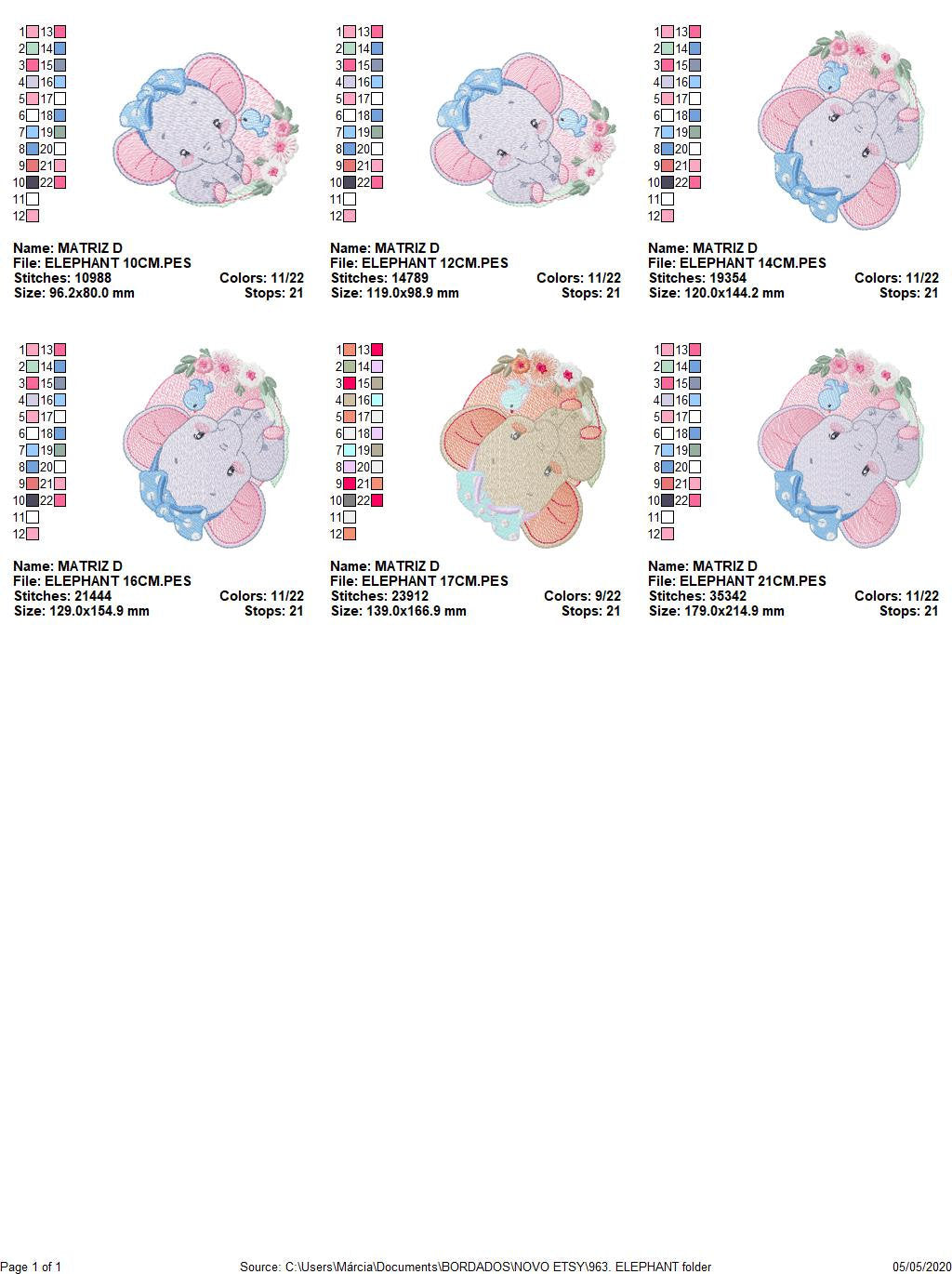 Elephant embroidery designs - Animal embroidery design machine embroidery pattern - Baby girl embroidery file - elephant with bird flowers