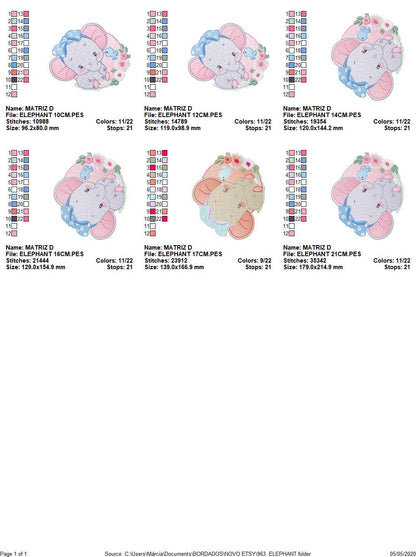 Elephant embroidery designs - Animal embroidery design machine embroidery pattern - Baby girl embroidery file - elephant with bird flowers