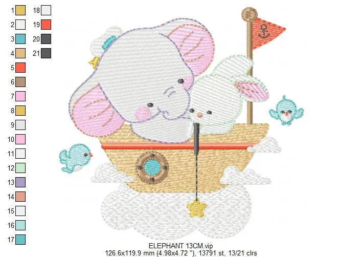 Elephant embroidery designs - Rabbit embroidery design machine embroidery pattern - Baby boy embroidery file - digital file instant download Marcia Embroidery