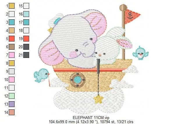 Elephant embroidery designs - Rabbit embroidery design machine embroidery pattern - Baby boy embroidery file - digital file instant download Marcia Embroidery