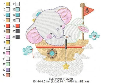Elephant embroidery designs - Rabbit embroidery design machine embroidery pattern - Baby boy embroidery file - digital file instant download Marcia Embroidery