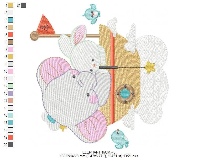 Elephant embroidery designs - Rabbit embroidery design machine embroidery pattern - Baby boy embroidery file - digital file instant download Marcia Embroidery