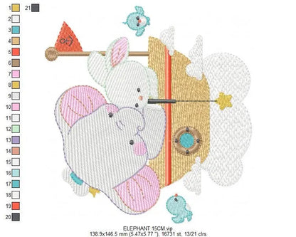 Elephant embroidery designs - Rabbit embroidery design machine embroidery pattern - Baby boy embroidery file - digital file instant download Marcia Embroidery