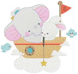 Elephant embroidery designs - Rabbit embroidery design machine embroidery pattern - Baby boy embroidery file - digital file instant download