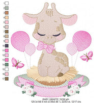 Charger l&#39;image dans la galerie, Baby Giraffe embroidery design - Animal embroidery designs machine embroidery pattern - girl embroidery file - girl embroidery toddler
